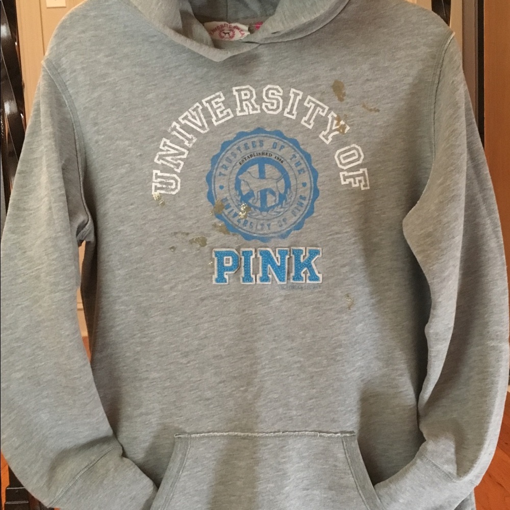 EUC Victoria’sSecret long grey Univ of Pink Hoodie